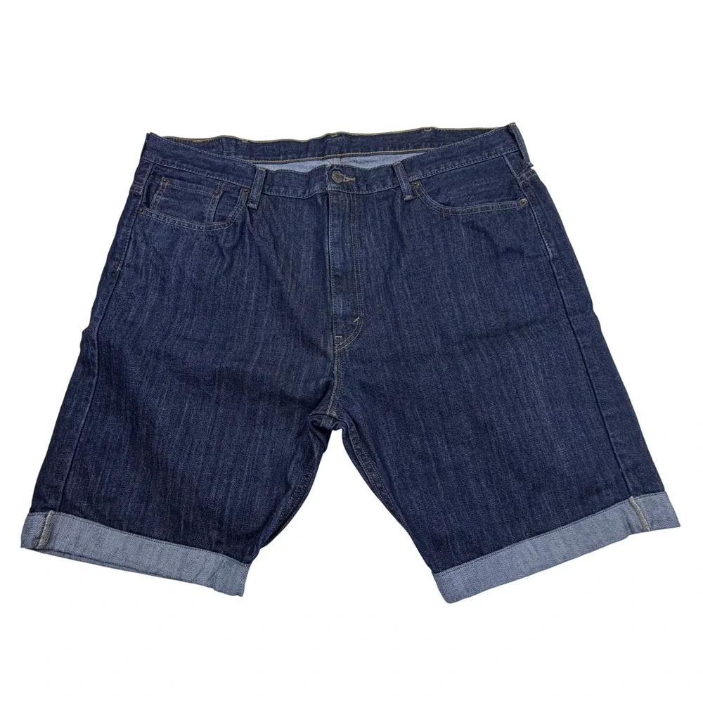 Levis 569 Loose Straight Denim Shorts Mens 42 Dark Indigo‎ Blue Cuffed Jorts